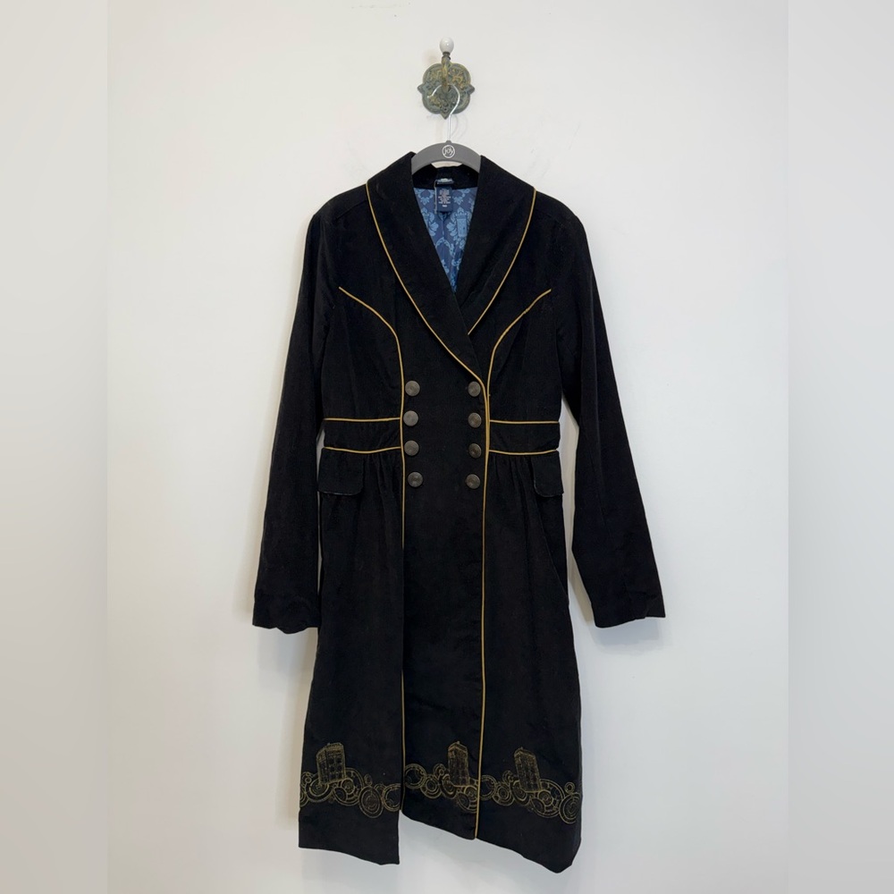 Hot Topic BBC Dr Who Embroidered Tardis Corduroy Trench Coat Cosplay Women’s M